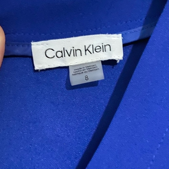 Blue Calvin Klein Ruffle Dress Size 8 - Picture 3 of 9